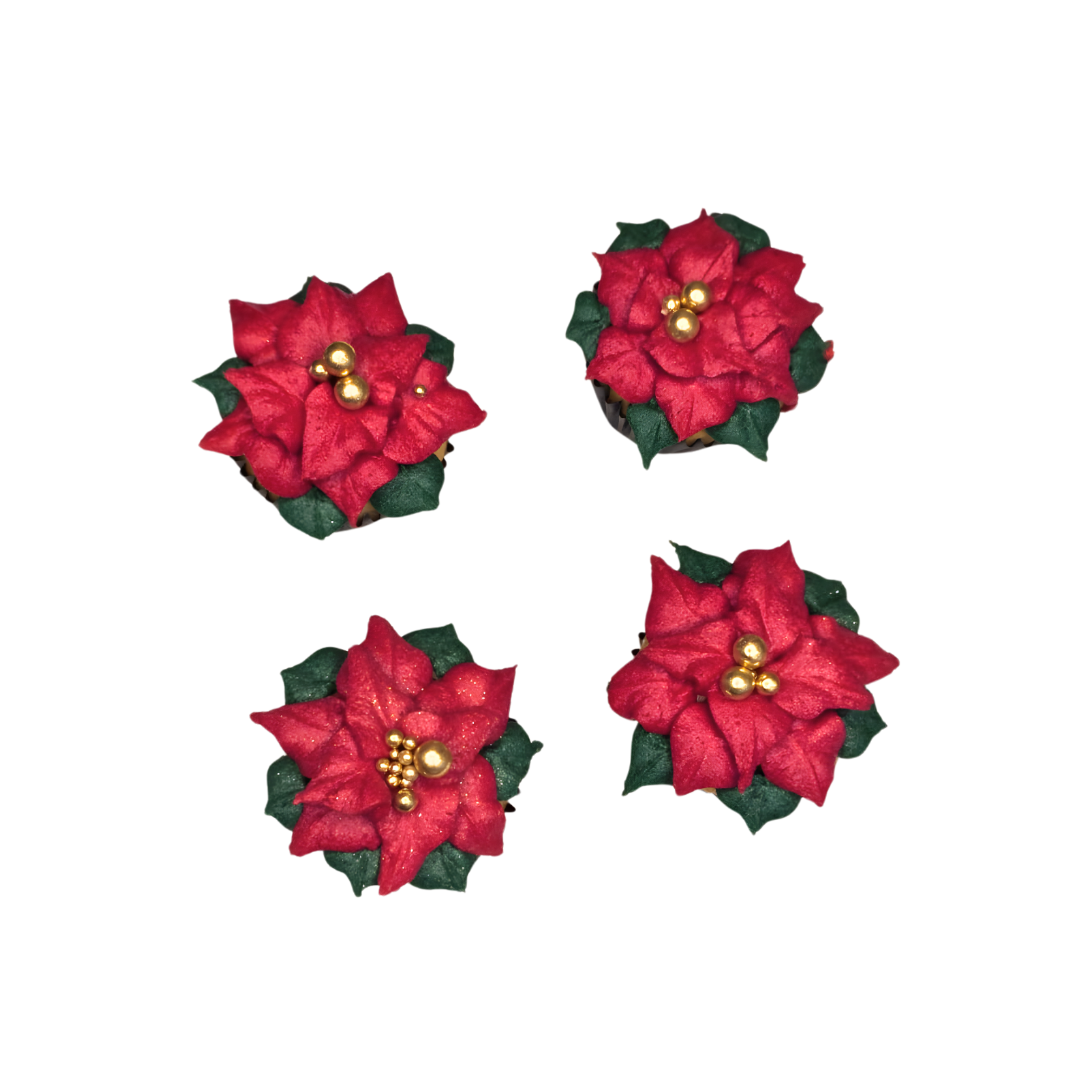Mini Red Poinsettia Cupcake